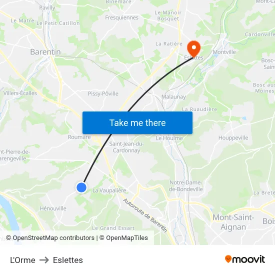L'Orme to Eslettes map