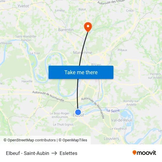 Elbeuf - Saint-Aubin to Eslettes map