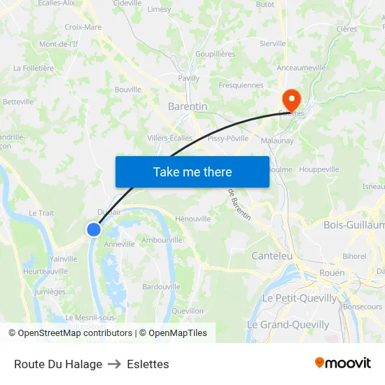 Route Du Halage to Eslettes map
