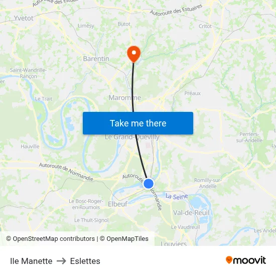 Ile Manette to Eslettes map
