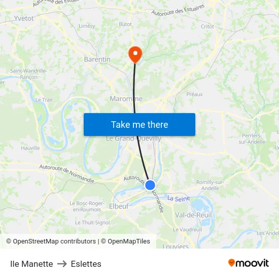 Ile Manette to Eslettes map