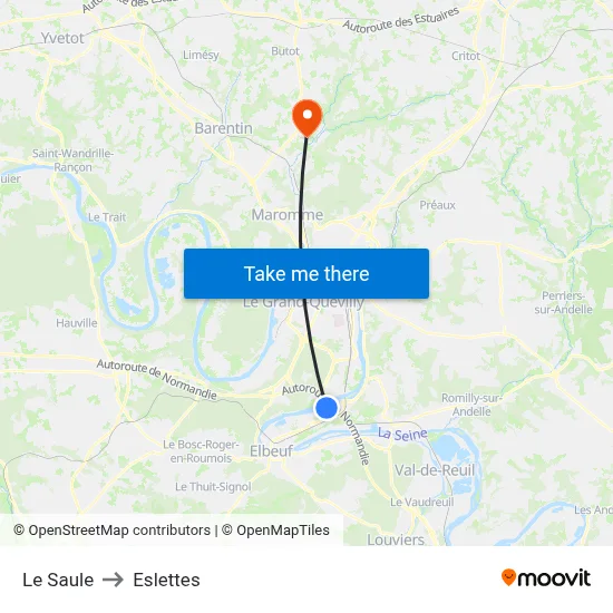Le Saule to Eslettes map