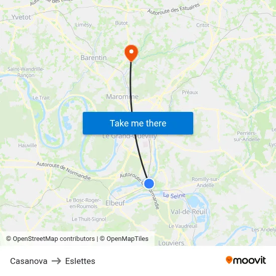 Casanova to Eslettes map