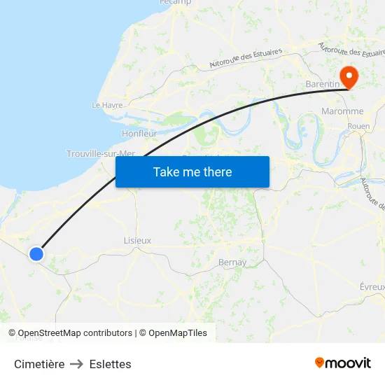 Cimetière to Eslettes map