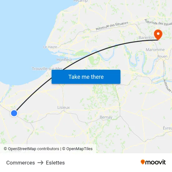 Commerces to Eslettes map