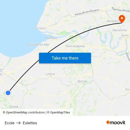 Ecole to Eslettes map