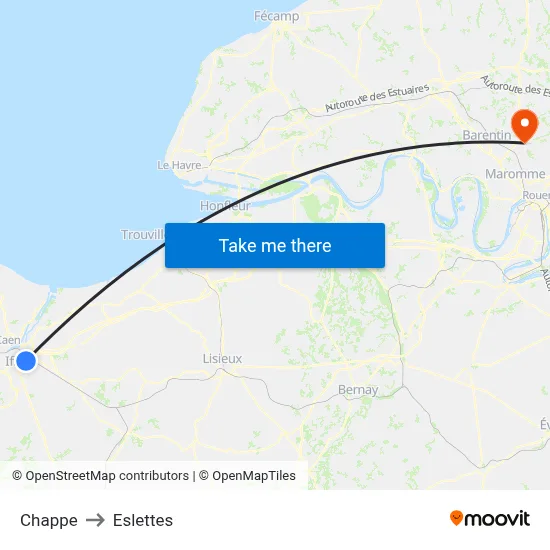 Chappe to Eslettes map