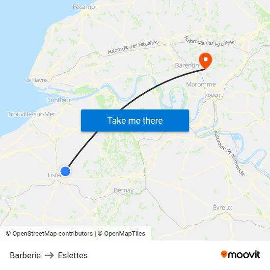 Barberie to Eslettes map