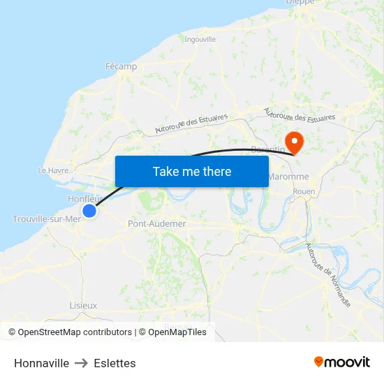 Honnaville to Eslettes map