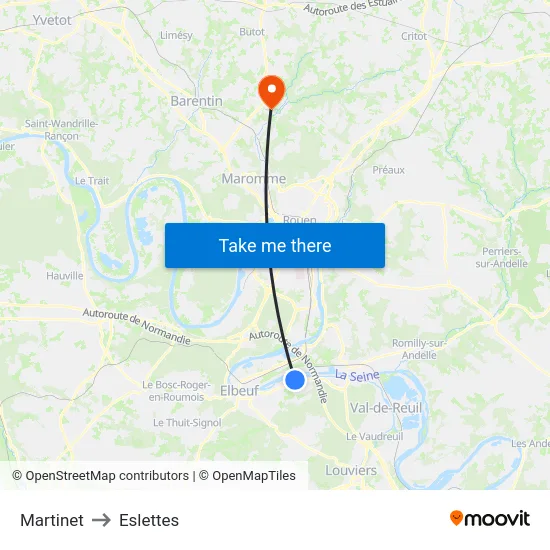 Martinet to Eslettes map