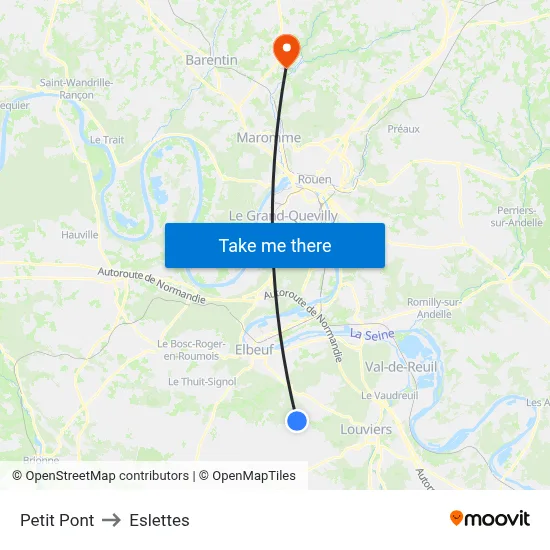 Petit Pont to Eslettes map