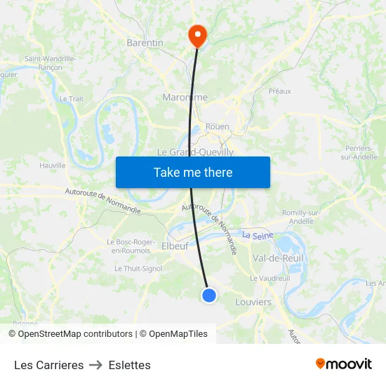 Les Carrieres to Eslettes map