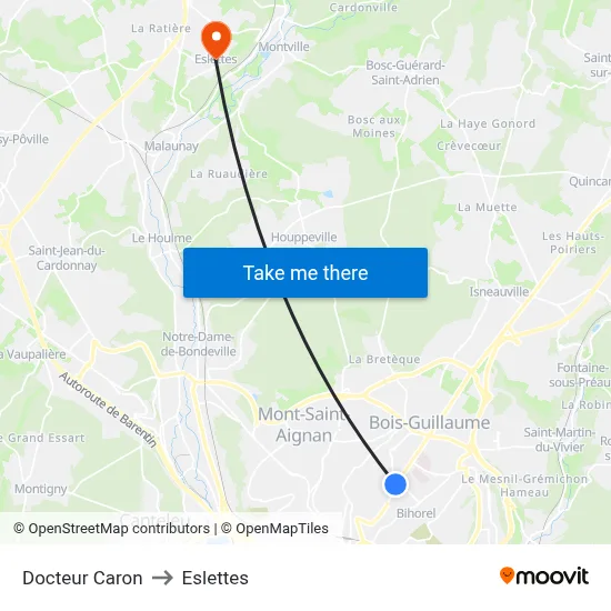 Docteur Caron to Eslettes map