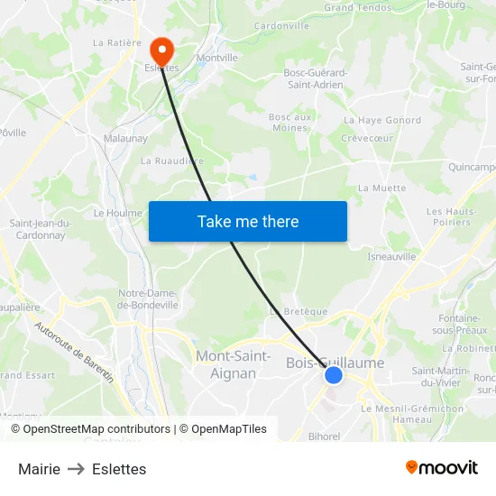 Mairie to Eslettes map