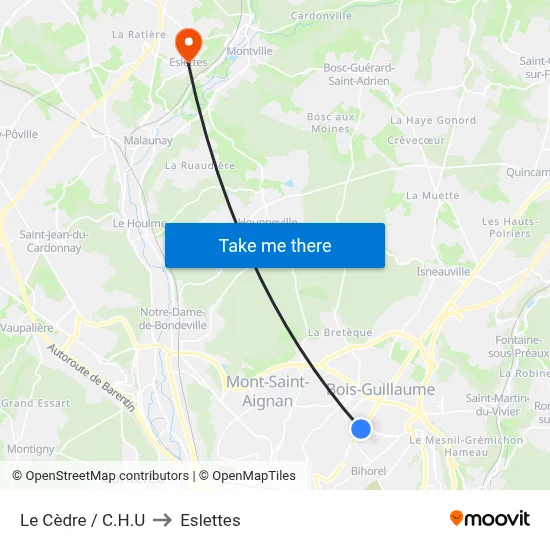 Le Cèdre / C.H.U to Eslettes map