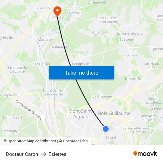Docteur Caron to Eslettes map