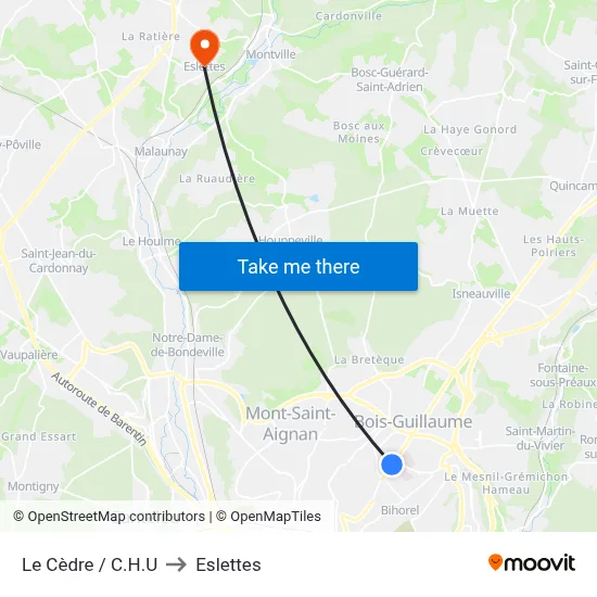 Le Cèdre / C.H.U to Eslettes map