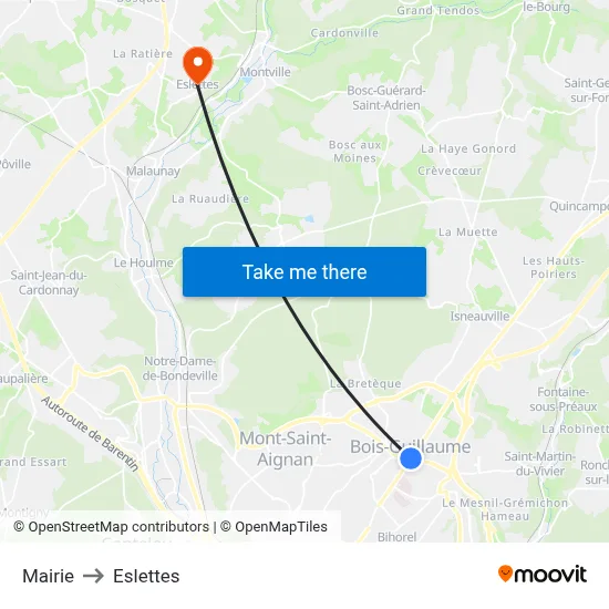 Mairie to Eslettes map