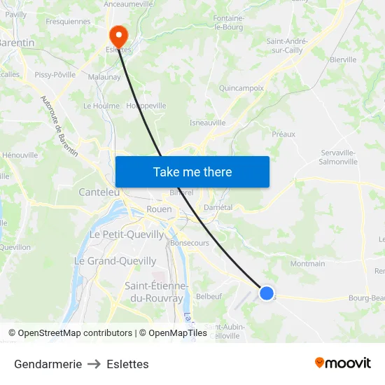 Gendarmerie to Eslettes map