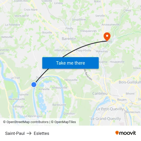 Saint-Paul to Eslettes map