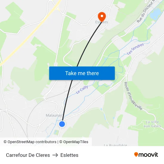 Carrefour De Cleres to Eslettes map