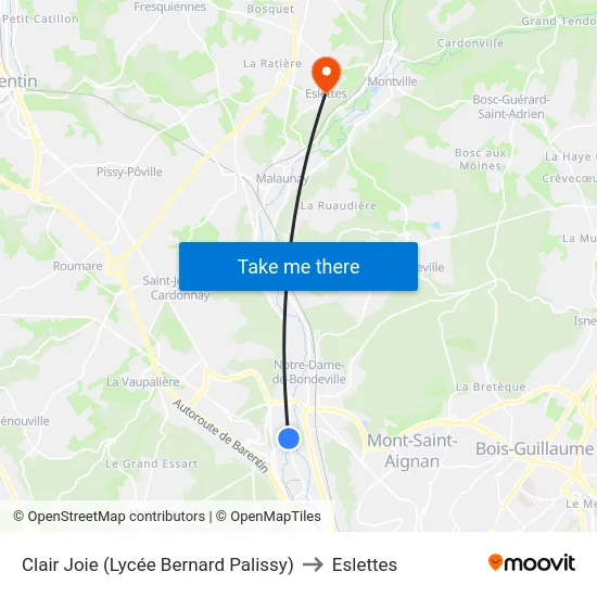 Clair Joie (Lycée Bernard Palissy) to Eslettes map