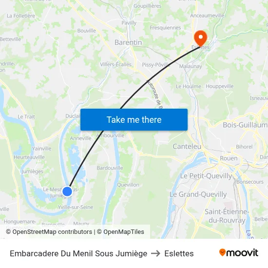 Embarcadere Du Menil Sous Jumiège to Eslettes map