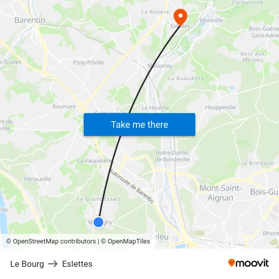 Le Bourg to Eslettes map