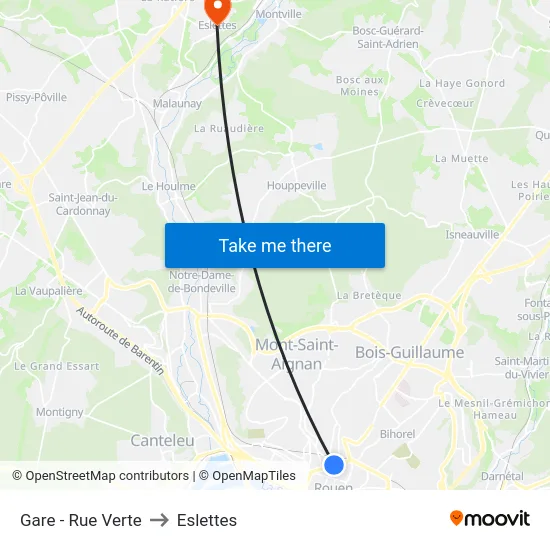 Gare - Rue Verte to Eslettes map