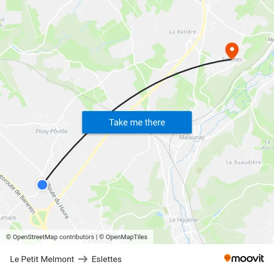 Le Petit Melmont to Eslettes map