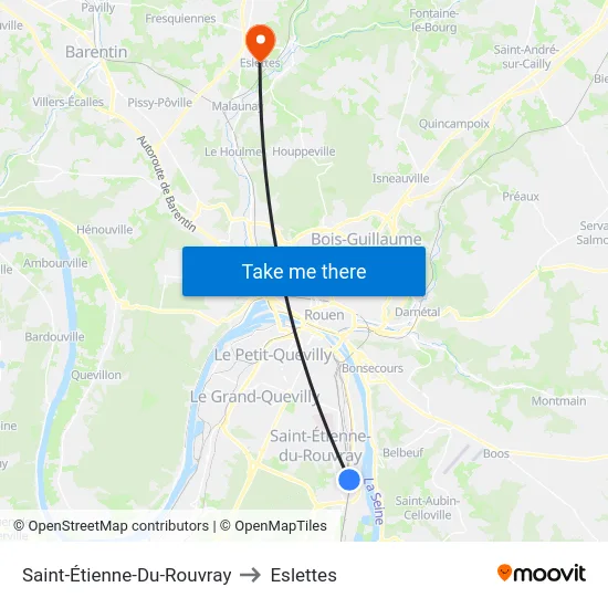 Saint-Étienne-Du-Rouvray to Eslettes map