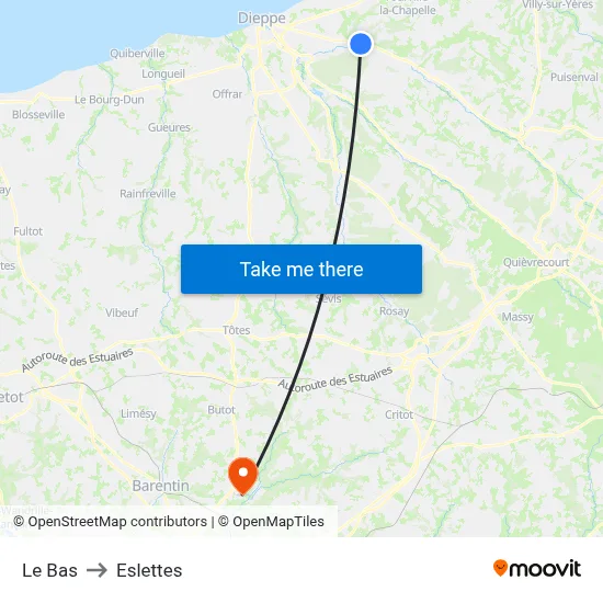 Le Bas to Eslettes map
