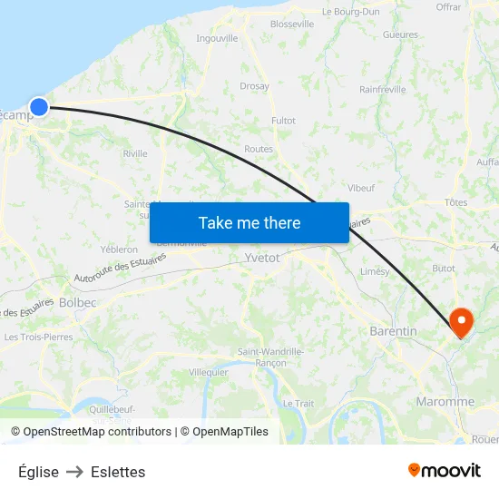 Église to Eslettes map