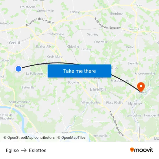 Église to Eslettes map