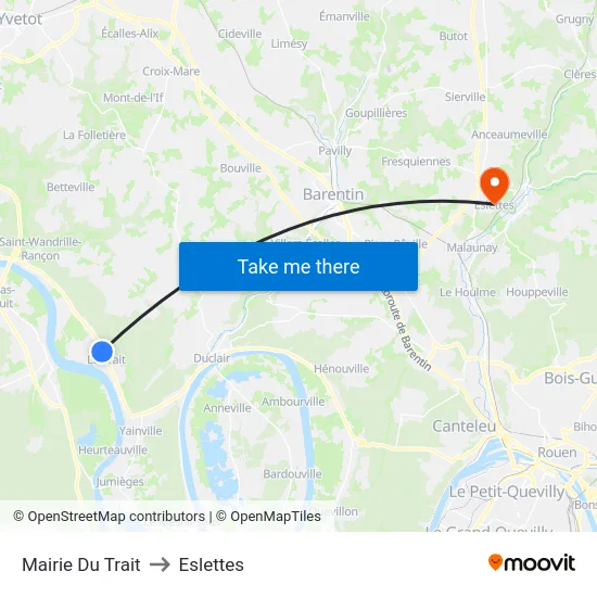 Mairie Du Trait to Eslettes map