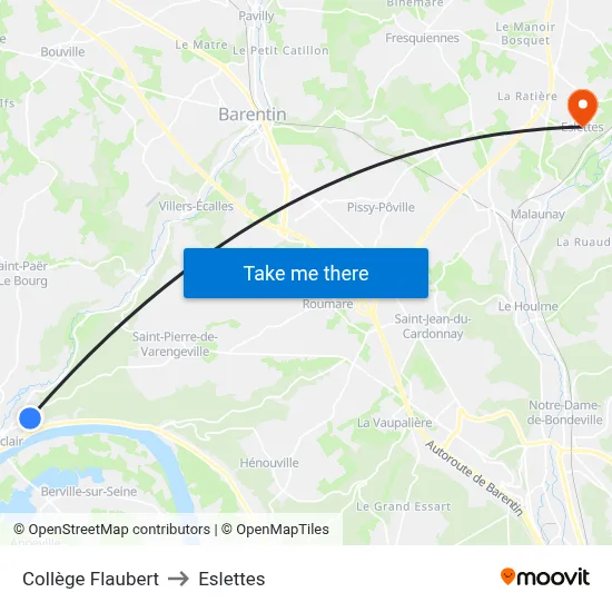 Collège Flaubert to Eslettes map