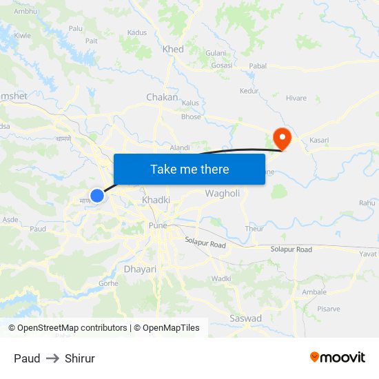 Paud to Shirur map