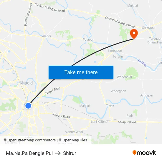 Ma.Na.Pa Dengle Pul to Shirur map