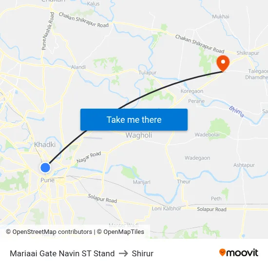Mariaai Gate Navin ST Stand to Shirur map