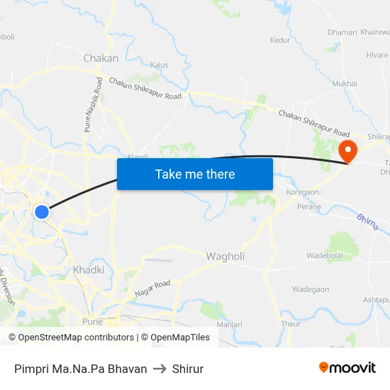 Pimpri Ma.Na.Pa Bhavan to Shirur map