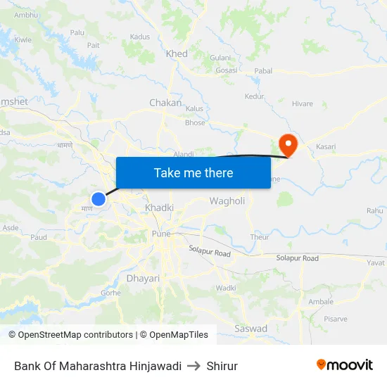 Bank Of Maharashtra Hinjawadi to Shirur map