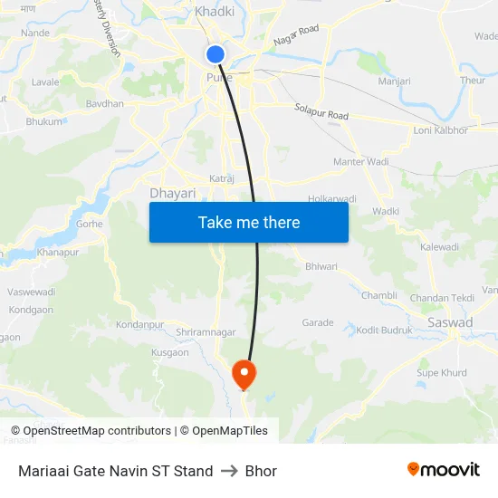 Mariaai Gate Navin ST Stand to Bhor map