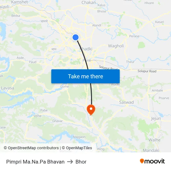 Pimpri Ma.Na.Pa Bhavan to Bhor map