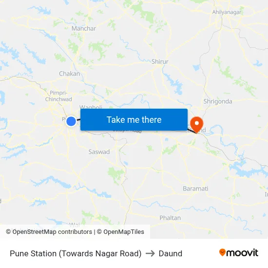 Pune Station (Towards Nagar Road) to Daund map