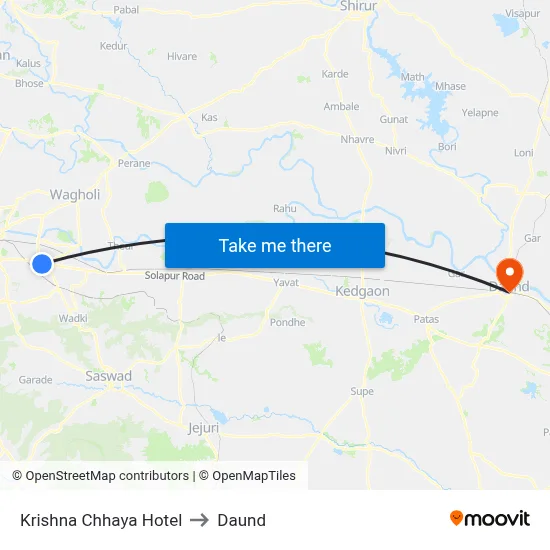 Krishna Chhaya Hotel to Daund map