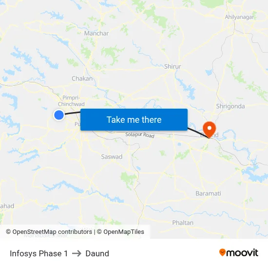 Infosys Phase 1 to Daund map