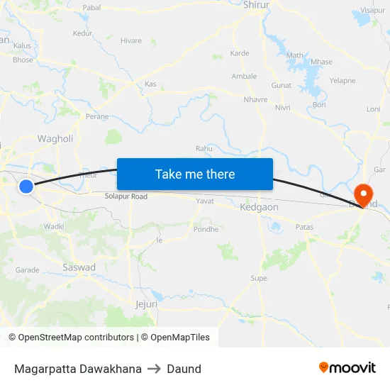Magarpatta Dawakhana to Daund map