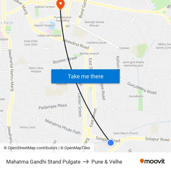 Mahatma Gandhi Stand Pulgate to Pune & Velhe map