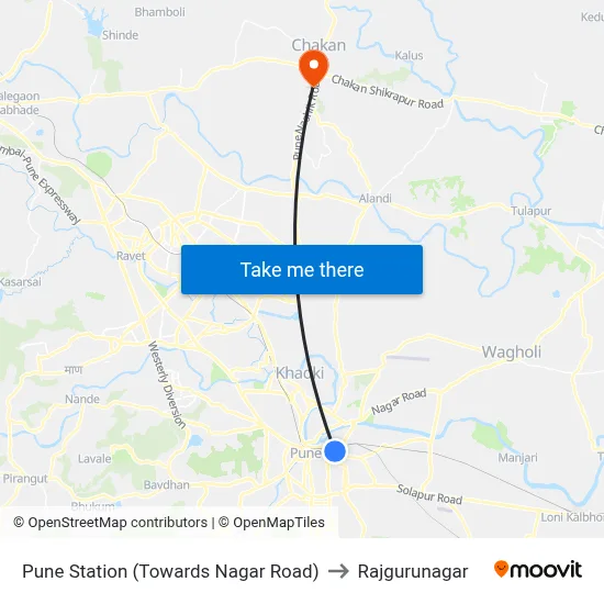 Pune Station (Towards Nagar Road) to Rajgurunagar map