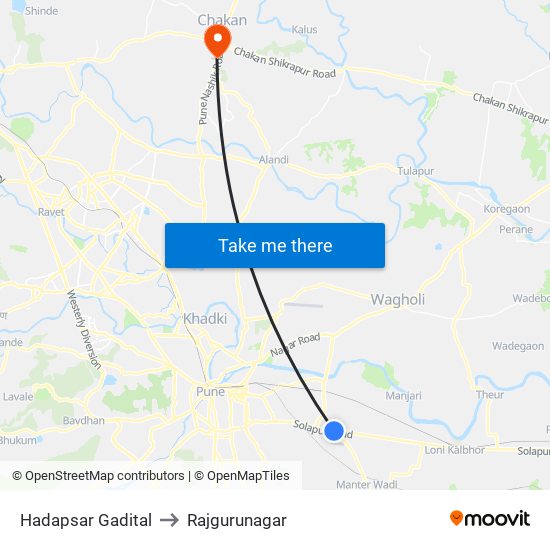 Hadapsar Gadital to Rajgurunagar map